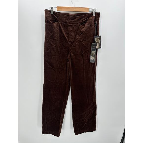 DG2 Brown Faux Suede Wide Leg Pants Size 12 NWT Pull On High Waisted Stretch - Picture 1 of 7